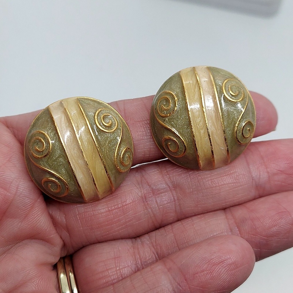 Vintage‎ 1990s IN VEST MENTS Clip-on Enamel Earrings